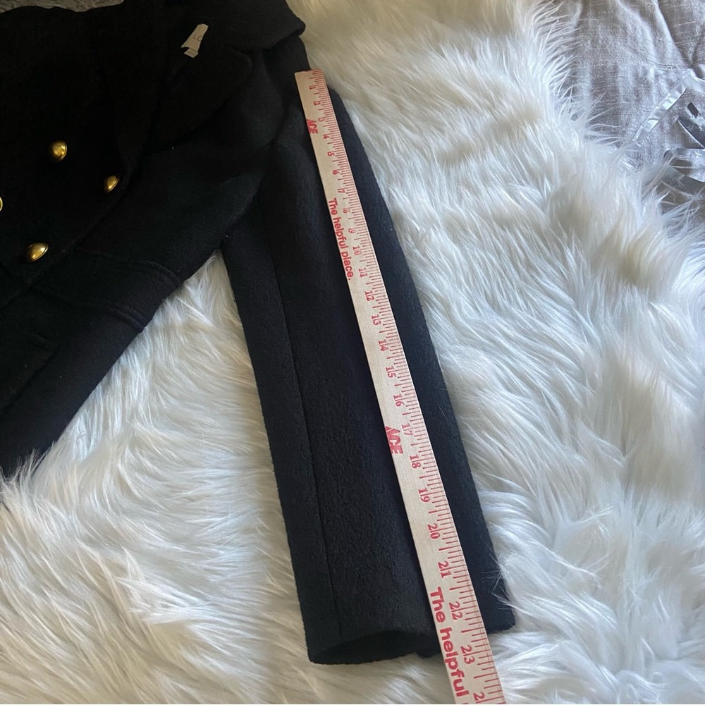 LOFT Sz 8P Black Double-Breasted Women’s Pea Coat with Gold Buttons - Picture 11 of 13